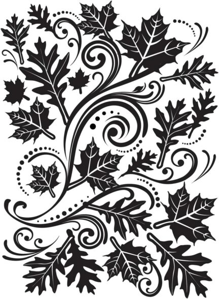 Embossing Folder Fall Leaves Swirl