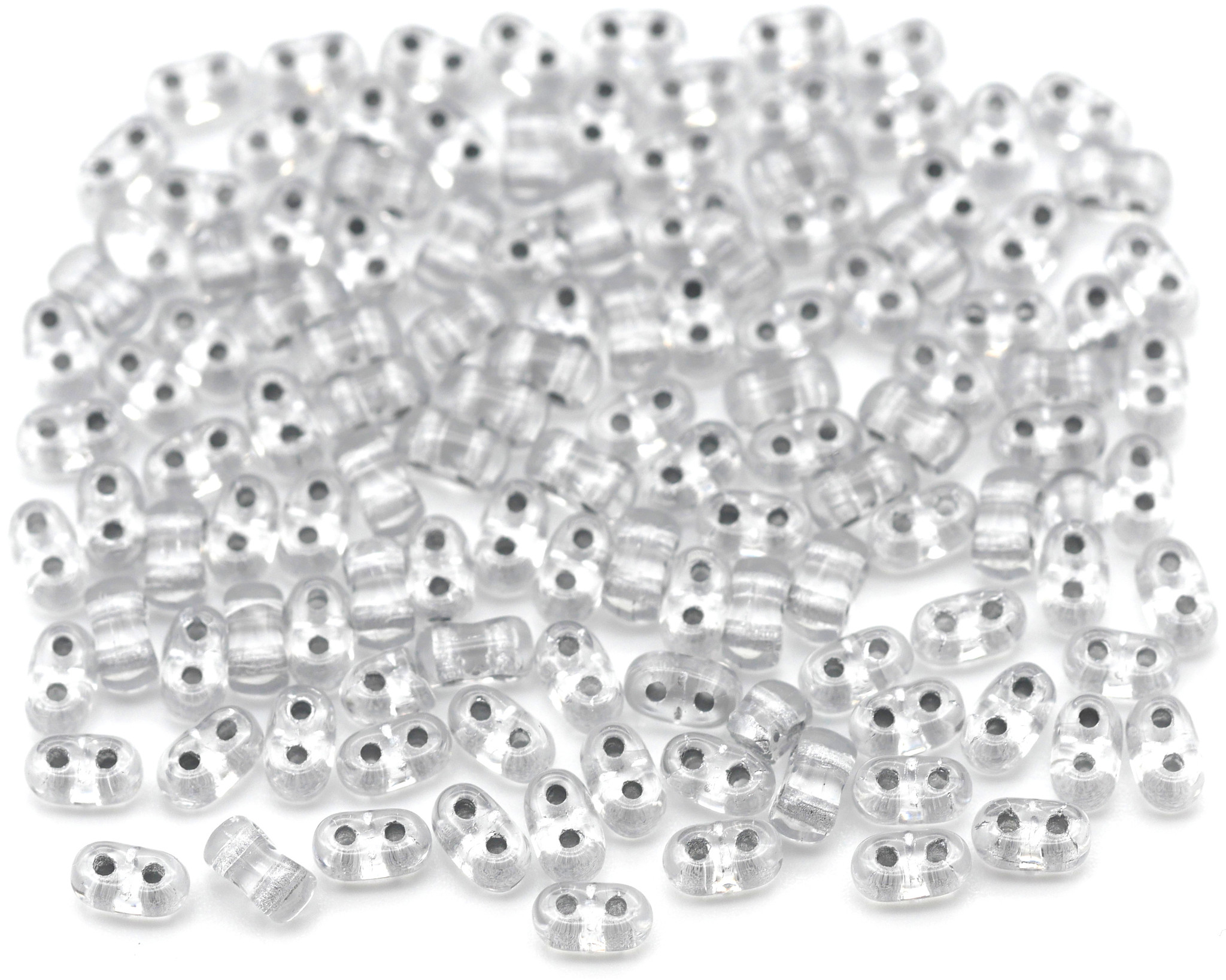 Crystal Silver Lined Czech 2-Hole Glass Beads