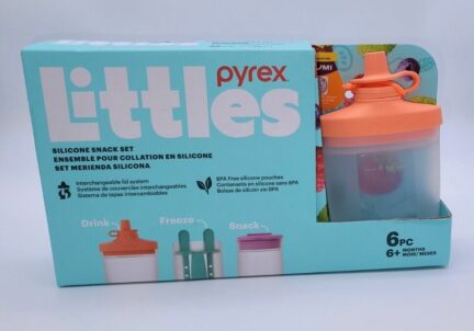 Pyrex Littles 6 piece Silicone Snack Set Sip Drink Freeze Snack