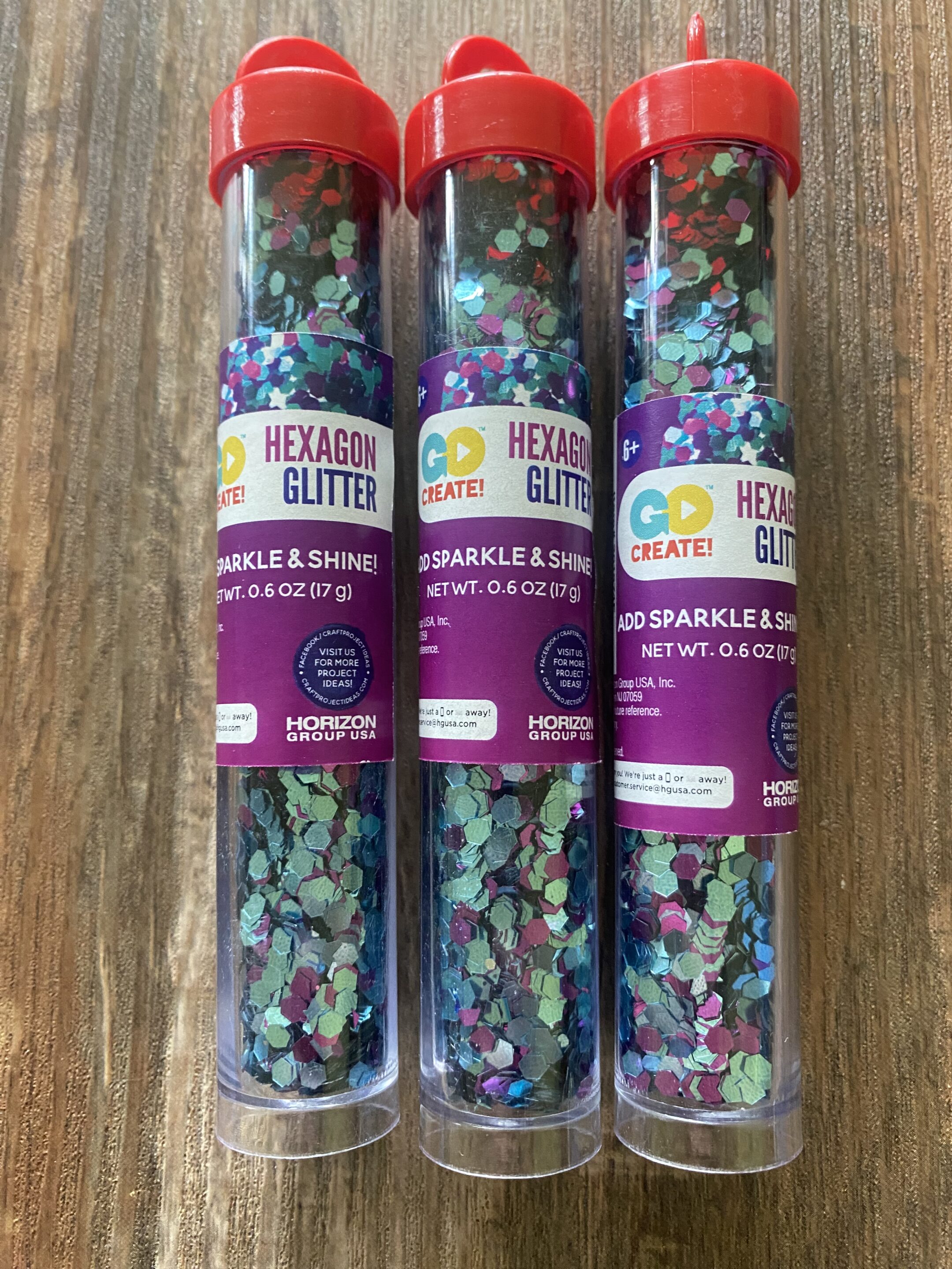 Purple and Teal Hexagon Glitter 3 Pack