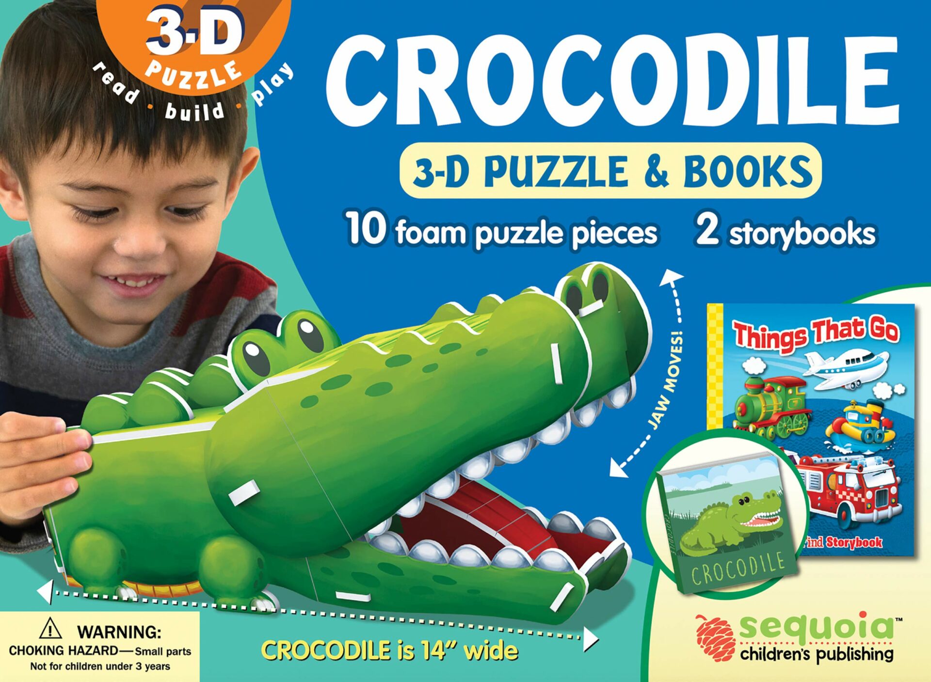 Crocodile 3D Puzzle & Books 10 Foam Puzzle Pieces & 2 Story Books