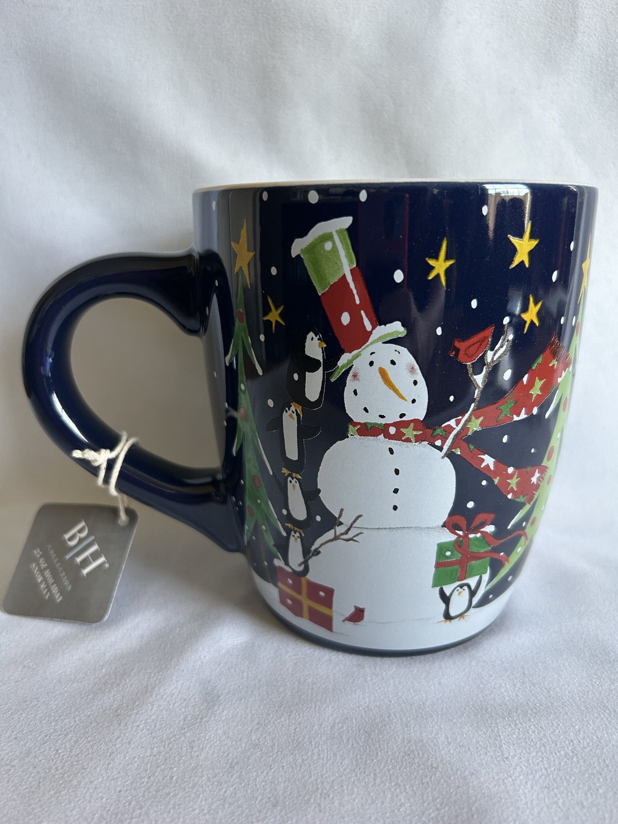 25oz Blue Snowman with Penguin Friends Mug