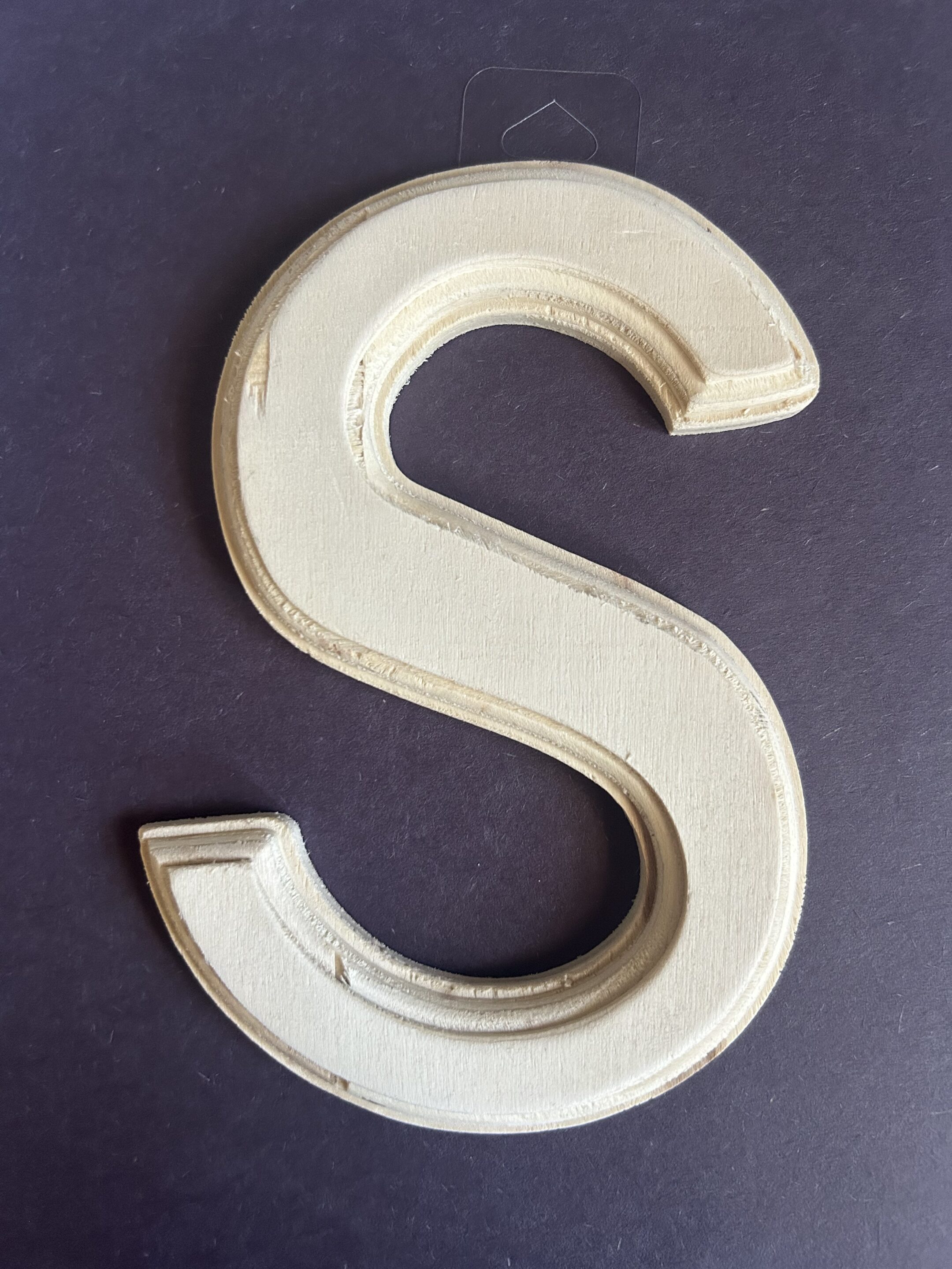 S Beveled Wooden Letter 6.25 in x 4.25 in