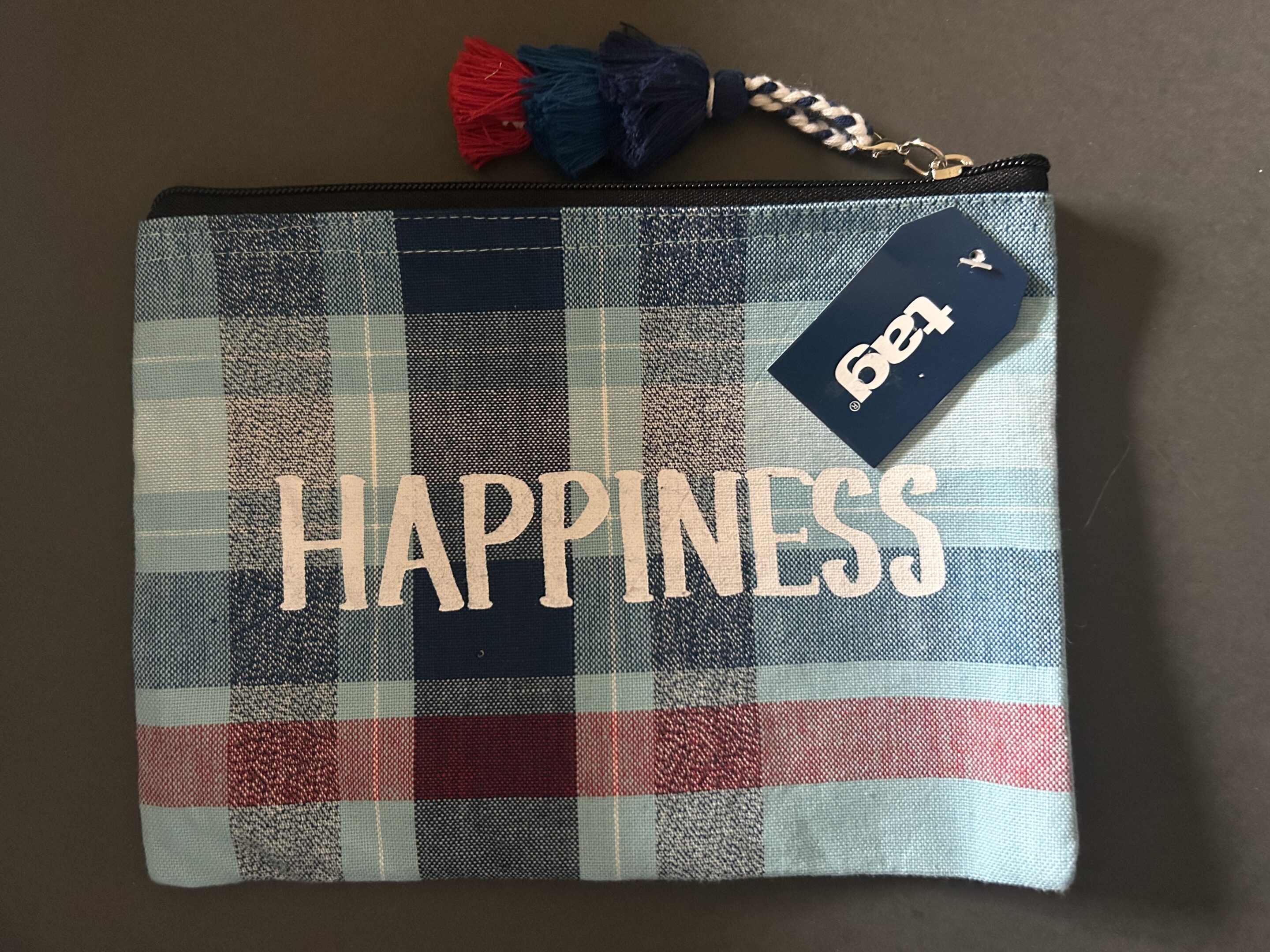 Happiness Plaid Zip Pouch