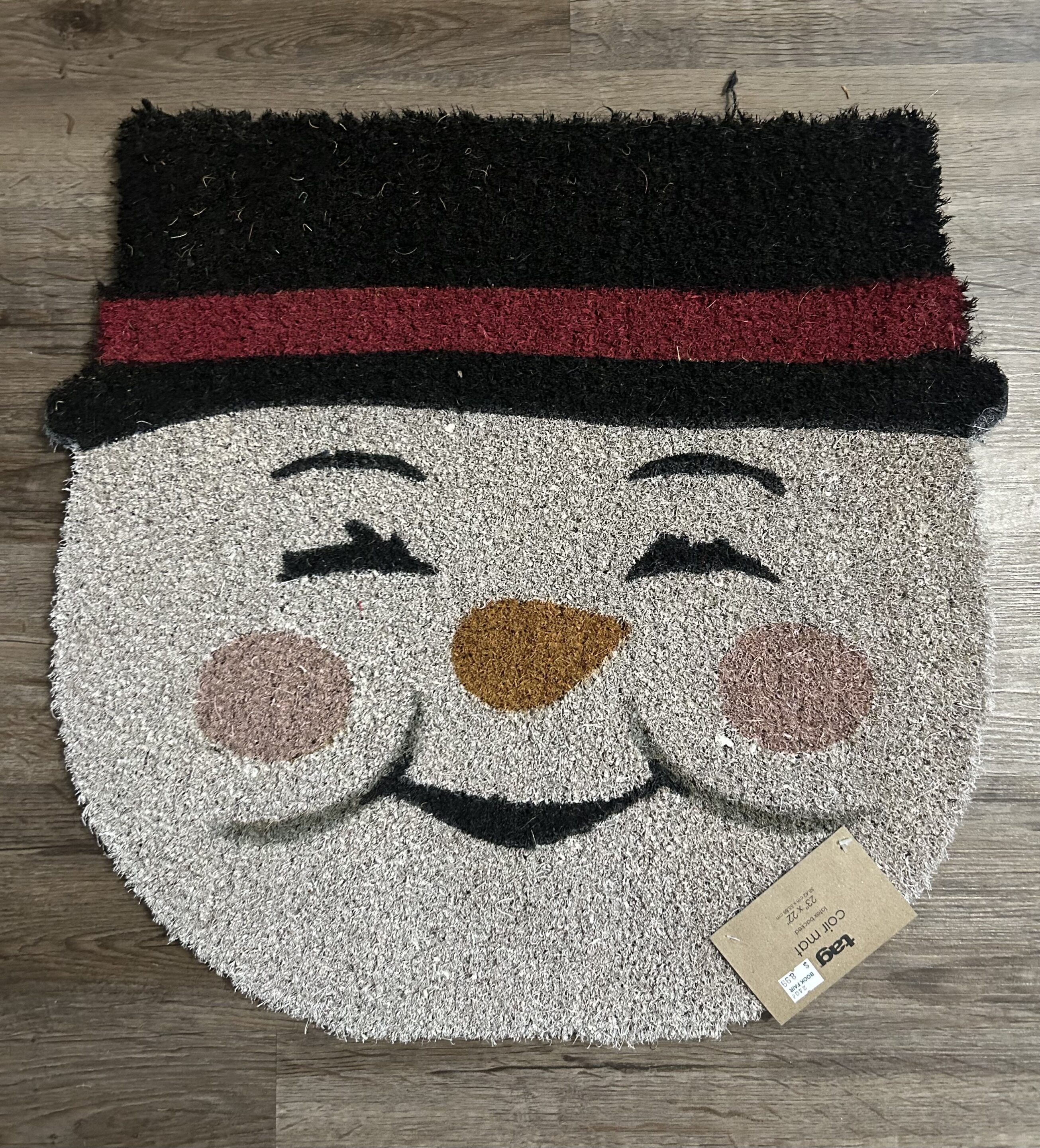Snowman Coir Hair Mat 23" x 22"
