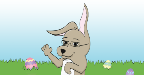 illustration of a bunny with eggs in the background