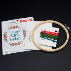 Cross stitch kit that says "I can't Adult today"