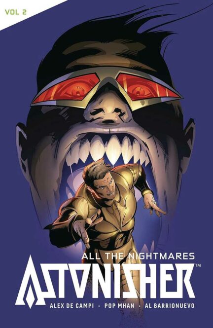 Book cover for Volume 2 of Astonisher, a graphic novel.