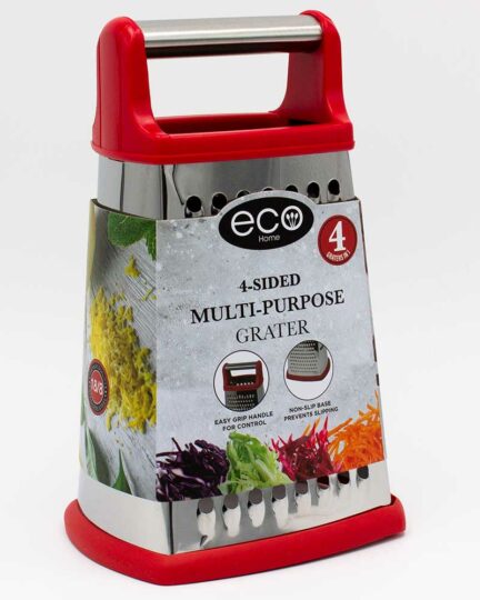 Eco Home 4-sided multi-purpose grater with red rubber edging