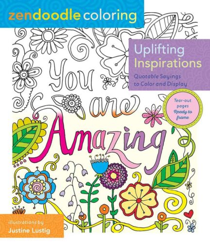 Book cover for Zendoodle Uplifting Inspirations coloring book.