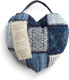 Journey Heart Patchwork Pillow - Blue